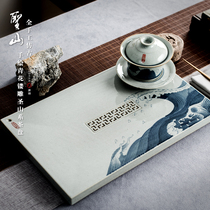 Shengshan antique handmade dry bubble tea tray ceramic tea set water storage tea table hand-painted blue and white household tea set dry bubble table