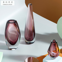 Simple modern glass vase model room soft decorations living room desktop ornaments TV cabinet flower arrangement glass flower arrangement