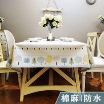 Cotton linen tablecloth tablecloth tablecloth tablecloth tea table waterproof anti-hot rectangular Nordic hipster Net red INS Wind