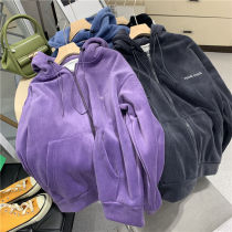 2020 autumn and winter New Korean version of the sweater female students loose Joker plus velvet thick casual cardigan coat ins tide