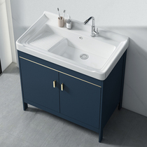 Balcony space aluminum laundry cabinet floor-to-ceiling bathroom cabinet combination hand washing washbasin laundry pool with washboard integrated tank