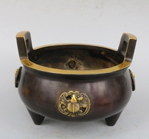 Bronze-ware pure copper bats incense stove Wufu Linji is a Fuxiang furnace bronze home Decorative Incense Stove Pendulum