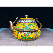 Pure copper cloisonne copper tire pinching silk enamel precision lifting beam pot-ZT10145