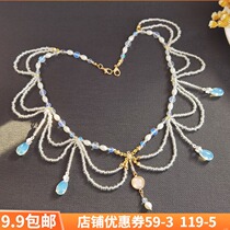 Hanfu headdress ancient wind forehead decoration eyebrow heart drop necklace back hair decoration ancient Super fairy tassel girl ancient costume accessories