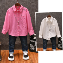 2022 Spring new Korean version boy white shirt with large children childrens shirt spring and autumn long sleeves foreign air casual blouses