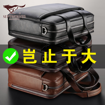 Seven Wolves Carry-on Bag Men Business Bag Genuine Leather Briefcase Mens Leather Bag Head Layer Cow Leather Cross Large Capacity Man Bag
