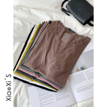 Xiaoxijia) short-sleeved 2021 new spring and summer womens T-shirt solid color round neck loose bottoming shirt womens inner top