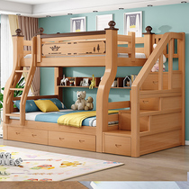 Thickened upper and lower bunk beds all solid wood childrens mother-child bed solid wood small apartment mother-child bed two-layer bed high and low bed