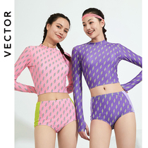 VECTOR Dive suit woman sleeved swimsuit split two pieces of sunscreen dry skinny jellyfish clothes