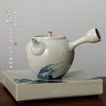 Shengshan Jingdezhen handmade ceramic kung fu teapot antique blue and white hand painted coarse pottery paving Chinese kung fu tea set