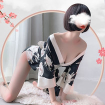Sexy pajamas female summer ice silk Japanese kimono uniform temptation thin hot lingerie perspective tease playful nightgown