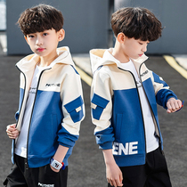 Boys and children handsome autumn jacket jacket 2021 new medium and large boy boys tide Korean version of autumn autumn clothes