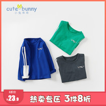 cutebunny baby autumn new childrens long-sleeved T-shirt baby round neck bottoming shirt boys all-match top tide