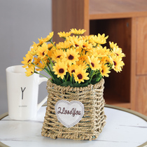 Simulation flower set pastoral straw indoor living room fake flower rose decoration table coffee table decoration plastic dried flower