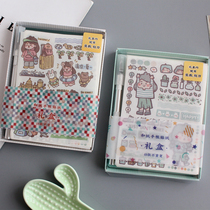 Creative net red sticker full set girl heart cute and paper tape wood sticker set cartoon handbook mobile phone decoration sticker small size girl child character ins wind hand account material