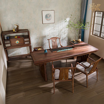 Bronze Master Bronze Wooden of Thousand Miles River Mountain Artist Furniture (Black Hu Peach Version) Tea Room Furniture Tea Table And Chairs