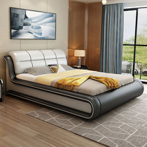 Siyinmei modern leather bed Simple leather bed 1 8 meters fashion atmosphere wedding double master bedroom Nordic tatami