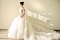 Princess puffy layer cake skirt rhinestone high waist puffy wedding wedding dress chest shoulder