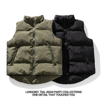 20AW mens and womens loose casual Japanese thick stand collar solid color vest cotton coat retro Amei