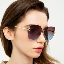 Frameless myopia sunglasses women 2020 new fashion Korean version round face personality glasses sunglasses women anti-UV thin