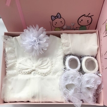 Spring and summer autumn baby gift box female baby cotton clothes full moon 100 days gift bag newborn gift princess dress