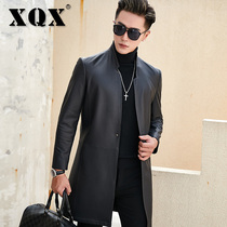2020 new leather leather men Haining autumn and winter long business casual men slim sheepskin windbreaker