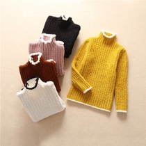 Girls Turtleneck Sweater Autumn and Winter 2021 New Childrens Dress Thick Warm Pullover Boys Base Knitting Sweater