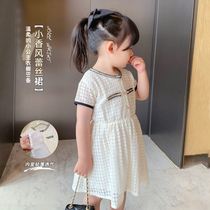 Girls dress 2021 Summer new elegant temperament small and fragrant baby girl with little fragrant wind lace dress