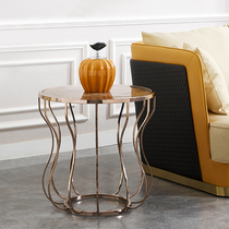 Taojiabang Nordic simple sofa edge a few imported orphaned marble living room stainless steel corner table tea table coffee table