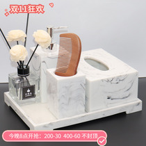 Nordic resin toothbrush cup bathroom wash set model room decoration hand sanitizer bottle tray tissue box kit