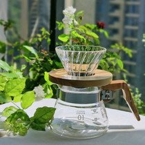 HARIO Japan imported V60 olive wood hand punch filter Cup Coffee Cup heat-resistant glass sharing pot set