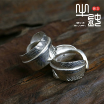 Bull blunt Seiko Takaqiao Feather Ring 925 pure silver couple to reuse silver ring hand - wrapped silver ring
