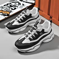 Sports shoes men 2021 spring and autumn Korean version of the trend Joker increased father shoes elastic casual breathable panda shoes ins