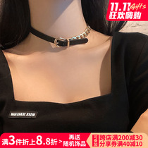 2022 new choker necklace collarbone chain black leather rope collar sexy necklace female summer niche design