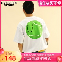 Crissrex Store Candymade Tennis Smiley Series Tennis Flocking Joker Casual Short Sleeve Tee