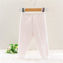 Baby spring and autumn winter baby autumn pants cotton open file single warm pants newborn pants home pants 0-2 years old