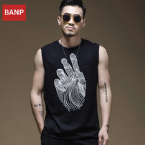 Trend card fitness vest male shoulder male loose hip-hop cotton summer personality basketball cross without sleeve t-shirt