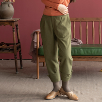 Strange flowers bloom original Orchid (listen to the sound of rain) cotton and linen small feet casual pants women are wearing trousers