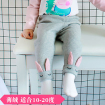 Boys and girls with velvet bottoming pants for infants and young spring thin velvet warm pants 1-3 years old 2 open file cotton foreign gas