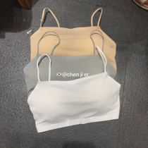 Summer new bandeau comfortable ice silk girl bra suspender one-piece beauty back solid color slim thin underwear