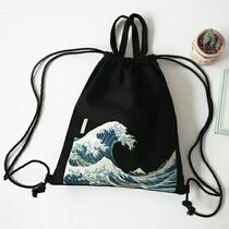 Floating Painting God Natugawa Surf Canvas Travel Portable Dust-Proof Double Shoulder Draw Rope Backpack Handheld Dual-use