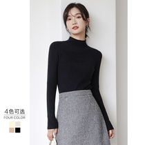 Half high neck cashmere sweater women 2021 autumn and winter New slim long sleeve inner top black base shirt sweater