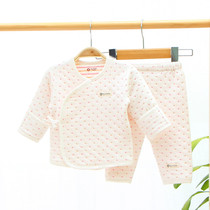 Newborn baby clothes autumn and winter thermal underwear suit adhesive open crotch pants birth clothes newborn baby clothes