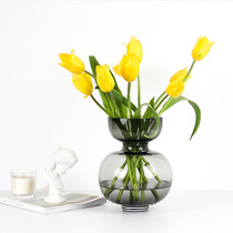 European-style glass vase Tulip dancing orchid flower bouquet flower arrangement flower arrangement Nordic living room decoration ornaments