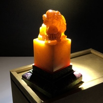 Boutique Shoushan Fields Yellowstone Seal Return old objects Wen Play Collection Chishi Stone Artwork Gold Stone Seal Carving Ancient Beast Buttons