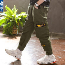 Childrens pants boys spring models 2021 new middle and large Children Spring and Autumn foreign style overalls boys casual trousers tide