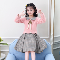 Girls spring and autumn early spring 2021 new thickened childrens suit childrens clothing Western style fashionable college style princess dress spring dress