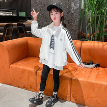 Girls Spring and Autumn Jacket Net Red Ocean Gas 2021 New Korean Fashion Spring Dress Childrens Large Childrens Clothing Jacket Top