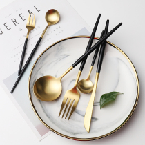 Nordic Portuguese stainless steel mesh red knife and fork spoon two or three sets of cute Western steak dishes