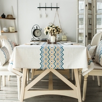 Tablecloth table flag set fabric cotton linen American European style Mediterranean TV cabinet home tablecloth table cloth coffee table mat
